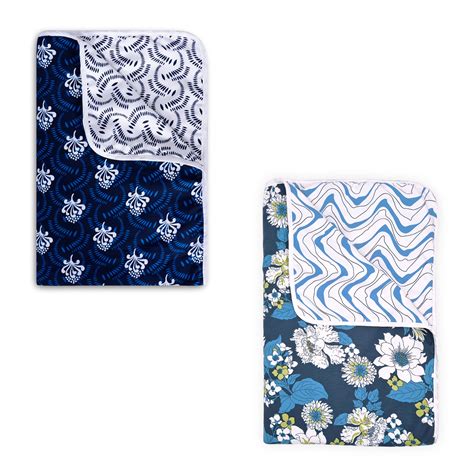 Navy and Light Blue Floral Combo Dohars for Single Bed | Divine Casa