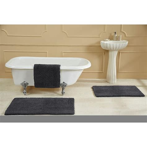 Better Trends Micro Plush Bath Rug 24-in x 17-in Charcoal Polyester ...