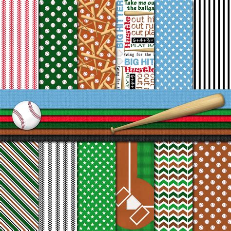 Baseball Scrapbook Paper 的图像结果