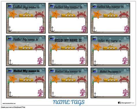 Customized Under the Sea Name Tag Storyboard av templates
