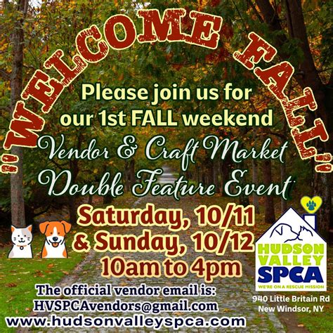 Seasonal Vendor & Craft Market at the HVSPCA 10/11 & 10/12, Hudson ...