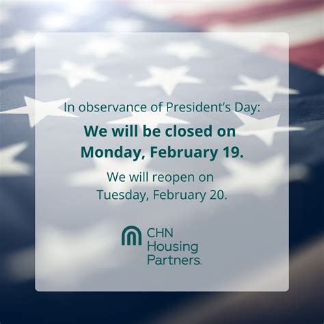 CHN Housing Partners on LinkedIn: We will be closed on Monday, February ...