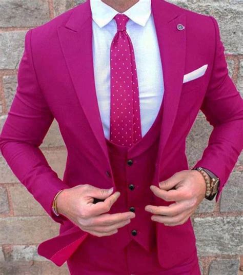 FINEST HOT PINK Suit Men,men Suit 3 Piece Pink,pink Suit Men, Men ...