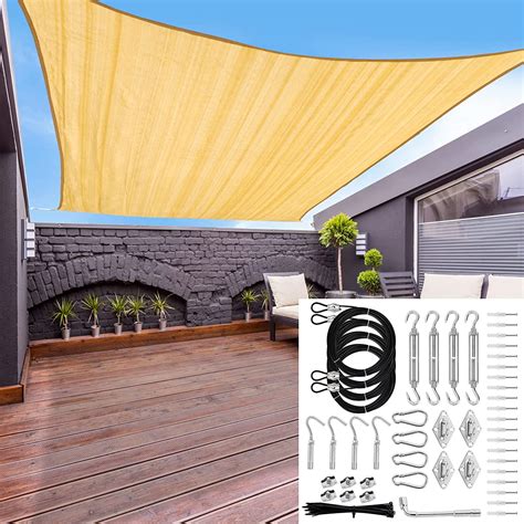 Amazon.com: Sun Shade Sail 12'x20' Sand & Shade Sail Hardware Kit with ...