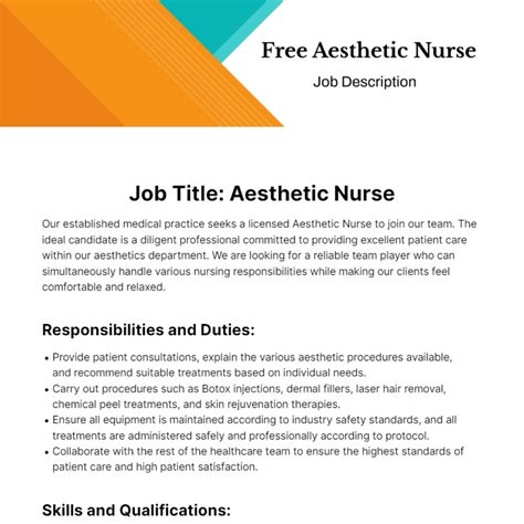 Free Aesthetic Nurse Job Description Template to Edit Online