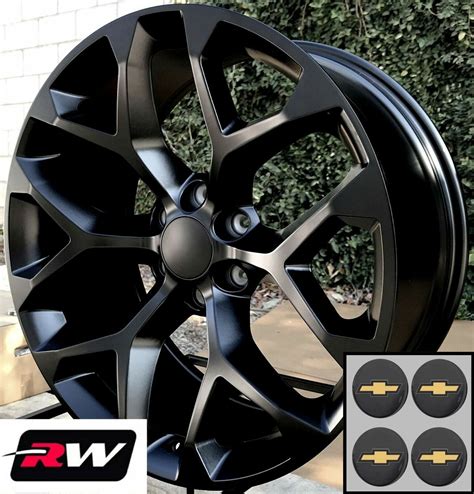 20 inch Chevy Tahoe Factory Style Snowflake Wheels Satin Black Rims 20 x9"