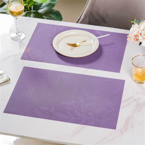 Leaves Reversible Table Mat Set Of 6 Purple 17x11 Inch