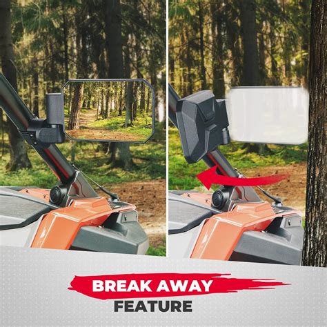 Buy kemimoto UTV Side Mirrors & UTV Rear View Mirror with Light, 360 ...