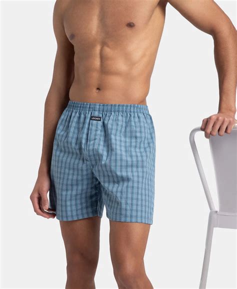 Buy Super Combed Mercerized Cotton Woven Checkered Boxer Shorts with ...