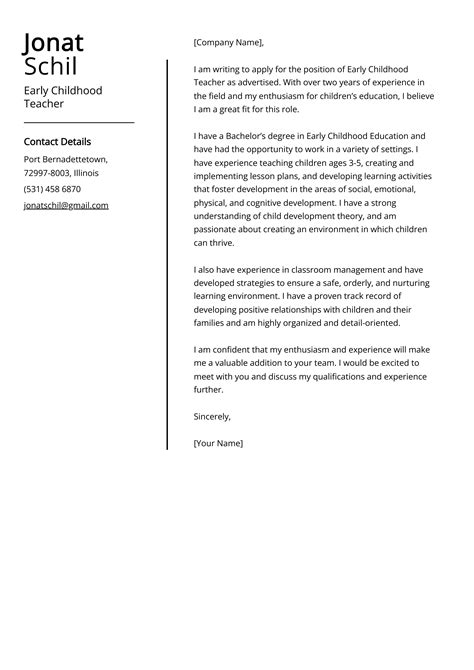 Early Childhood Teacher Cover Letter Example (Free Guide)