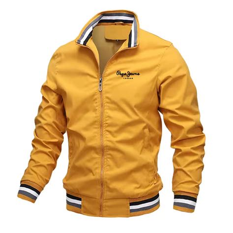 Men’s Lightweight Brown Jacket Daily Wear Zip Front – Goldnmen