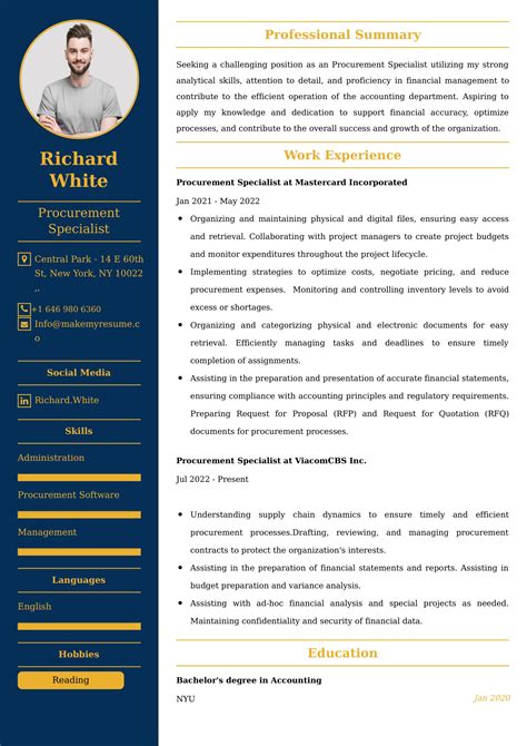 Procurement Specialist Resume Examples India