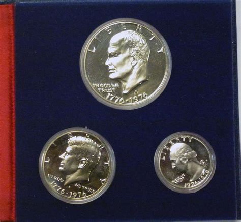 1976 U.S. Mint Bicentennial SILVER Proof Set 3 COINS 40% silver ...