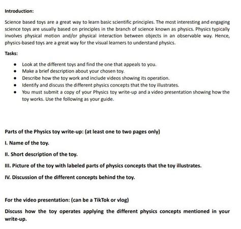 Grade 9 Fourth Quarter Science Project "Physics Toy" Introduction ...