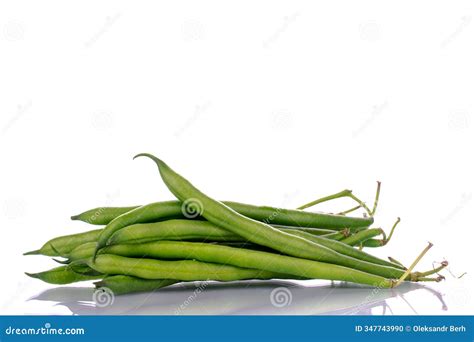 Green String Beans with Kitchen Utensils, Close-up, Isolated on White ...