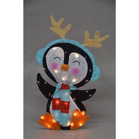 Buy 32-Inch Pre-Lit Candy Cane Lane Penguin Christmas Yard Decoration ...