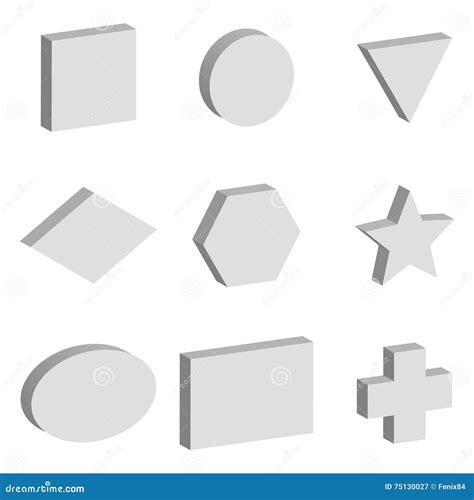 Volume Geometric Shapes. Set of Vector Illustrations. Stock Vector - Illustration of banner ...