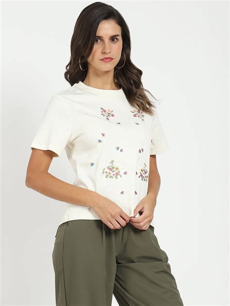 Cream Floral Embroidered Top – Global Republic