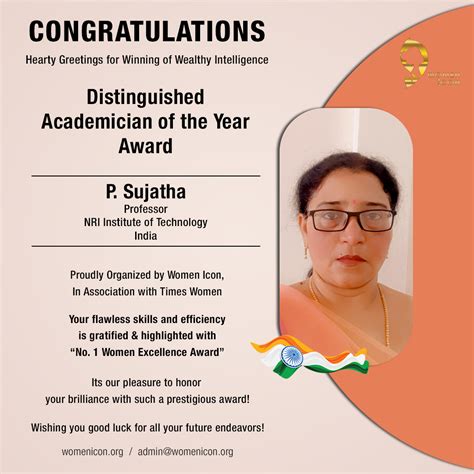 P. Sujatha has bagged Distinguished Academician of the Year Award