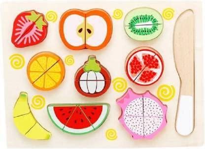 RBGIIT Fruit Cutting Game Kitchen Set Toy For Kids With Wooden Chopping ...
