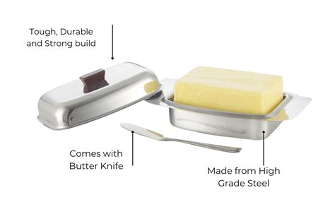 Vinod Stainless Steel Butter Dish with Knife - Hygienic & Durable
