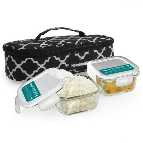 Buy Home Puff Borosilicate Glass Lunch Box for Office, Airtight Leak ...