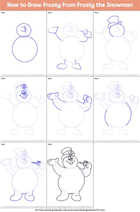 How to Draw Frosty from Frosty the Snowman (Frosty the Snowman) Step by ...