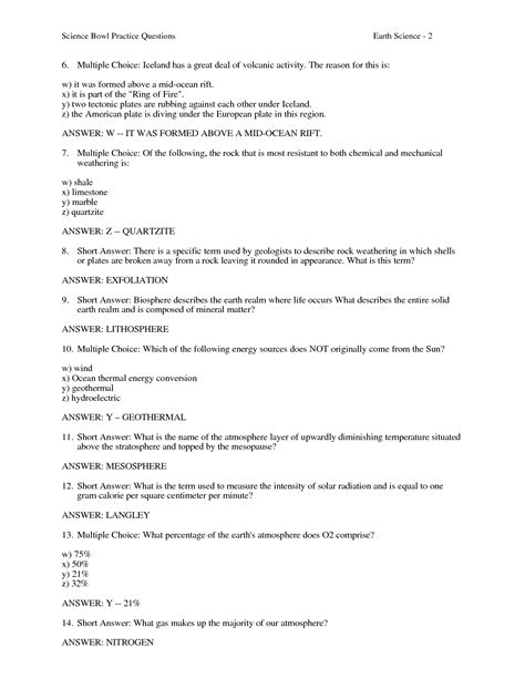 Image result for Earth Science Review Questions