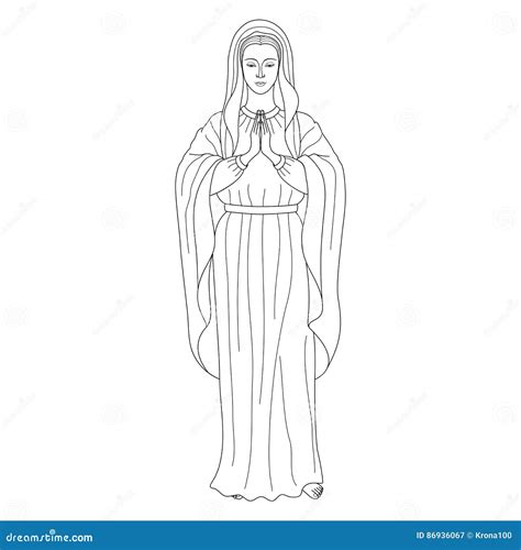 Praying Virgin Mary stock vector. Illustration of catholicism - 86936067
