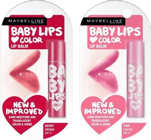 MAYBELLINE NEW YORK Baby Lips Lip Balm, Pink Lolita, 4g & Berry Crush ...