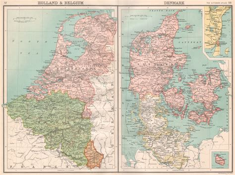 BENELUX/DENMARK.Holland Belgium Schleswig-Holstein.Copenhagen Bornholm 1901 map