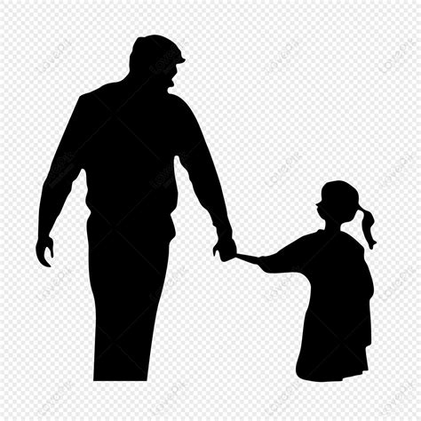 Fathers Day Father Holding Hands Little Daughter Silhouette, Father, Father's Day Silhouette, I ...