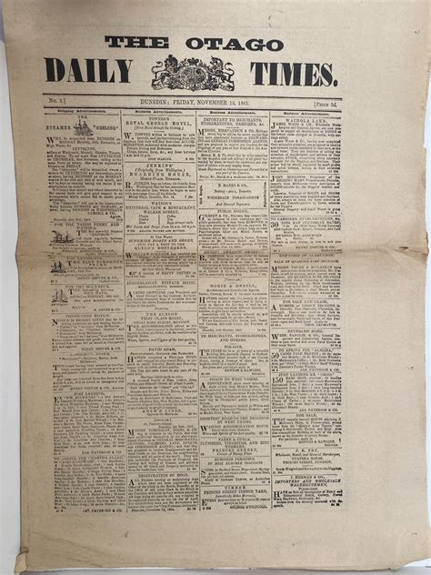 OLD NEWSPAPER: The Otago Daily Times 1861 - the very first edition