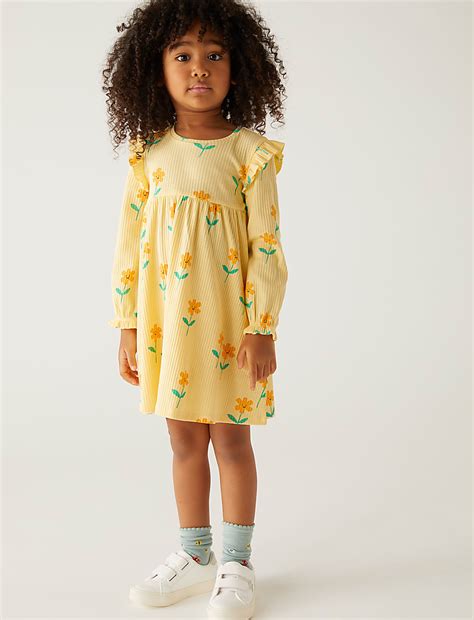 Buy Pure Cotton Floral Frill Dress at Marks & Spencer