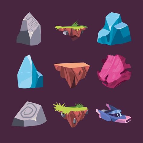Coleção de ícones de paisagem de interface de videogame | Vetor Premium