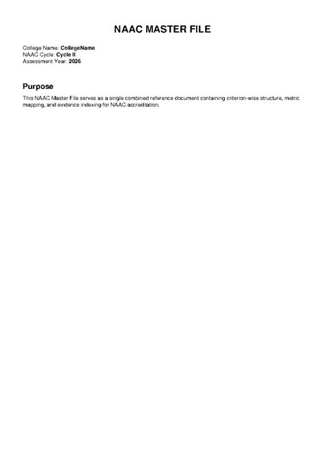 NAAC Master File for CollegeName: Cycle II Assessment 2026 - Studocu
