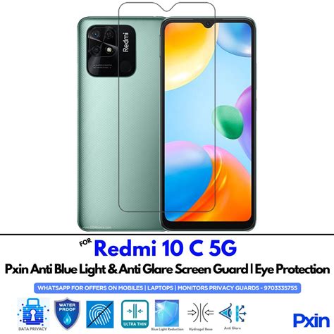Anti Blue Light & Anti Glare Screen Guard for Redmi 10 C 5G | Pxin