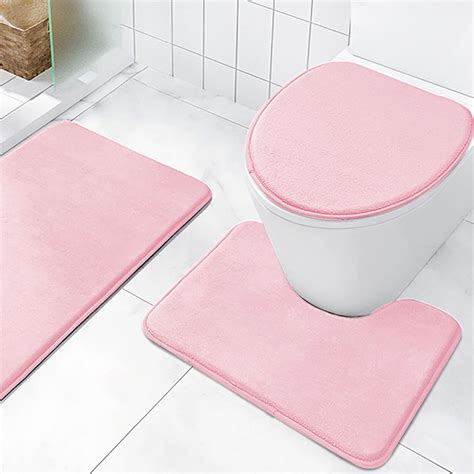 3-Piece Absorbent Bathroom Mat Set - Non-Slip Toilet Floor Mats, Modern ...