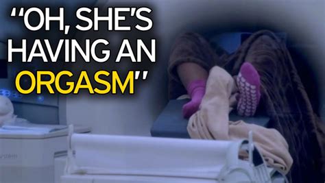 Woman having a powerful anal orgasm from a giant fucking machine inside her Background