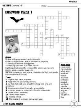 5 Section Quizzes & 5 Crossword Puzzles: Swindle by G. Korman (Print ...