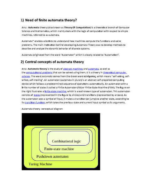 Flat unit automata - 1) Need of finite automata theory? Ans:- Automata ...
