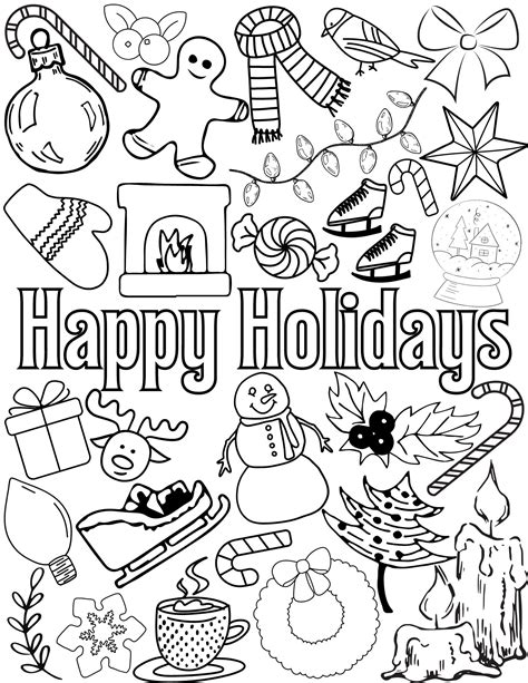 Happy Holidays Coloring Page, Christmas Coloring Page, Inclusive Coloring Page, Inclusive ...
