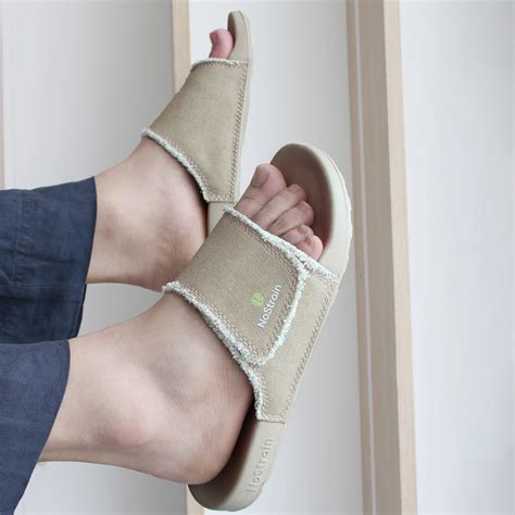 Men Canvas Sugar Sliders with Rough Edges - Sandy Beige (Geva 7)