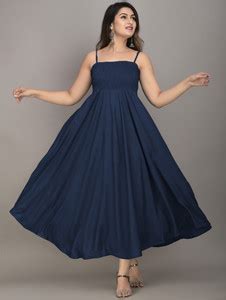 IQRAAR Women Fit and Flare Dark Blue Dress - Buy IQRAAR Women Fit and ...