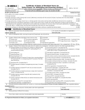 Fillable Online About Form W-8 BEN-E, Certificate of Status of ...