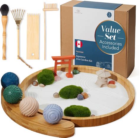 HABITU Japanese Zen garden for Desk with Meditation Accessories, 12 ...