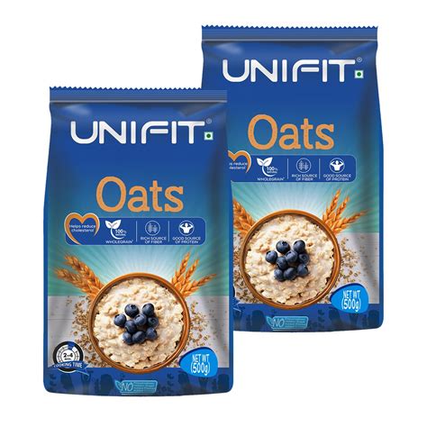 UNIFIT Oats 100% Natural Wholegrain | Pack of 2 (500g Each) | High ...