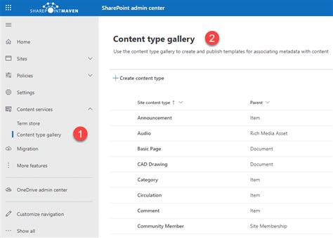 SharePoint Content Type Library 的图像结果