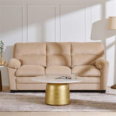 Buy Mojo Velvet 3-Seater Sofa - Beige from Home Centre at just INR 33998.0