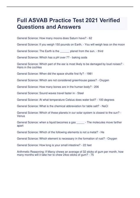 Full ASVAB Practice Test 2021 Verified Questions and Answers - ASVAB ...